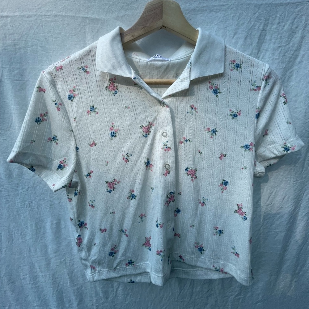 Floral Polo Button Up Top
